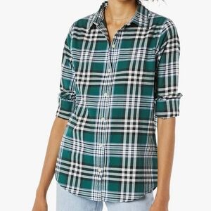 Amazon Essentials Women's Regular-Fit Long-Sleeve Lightweight Plaid Shirt